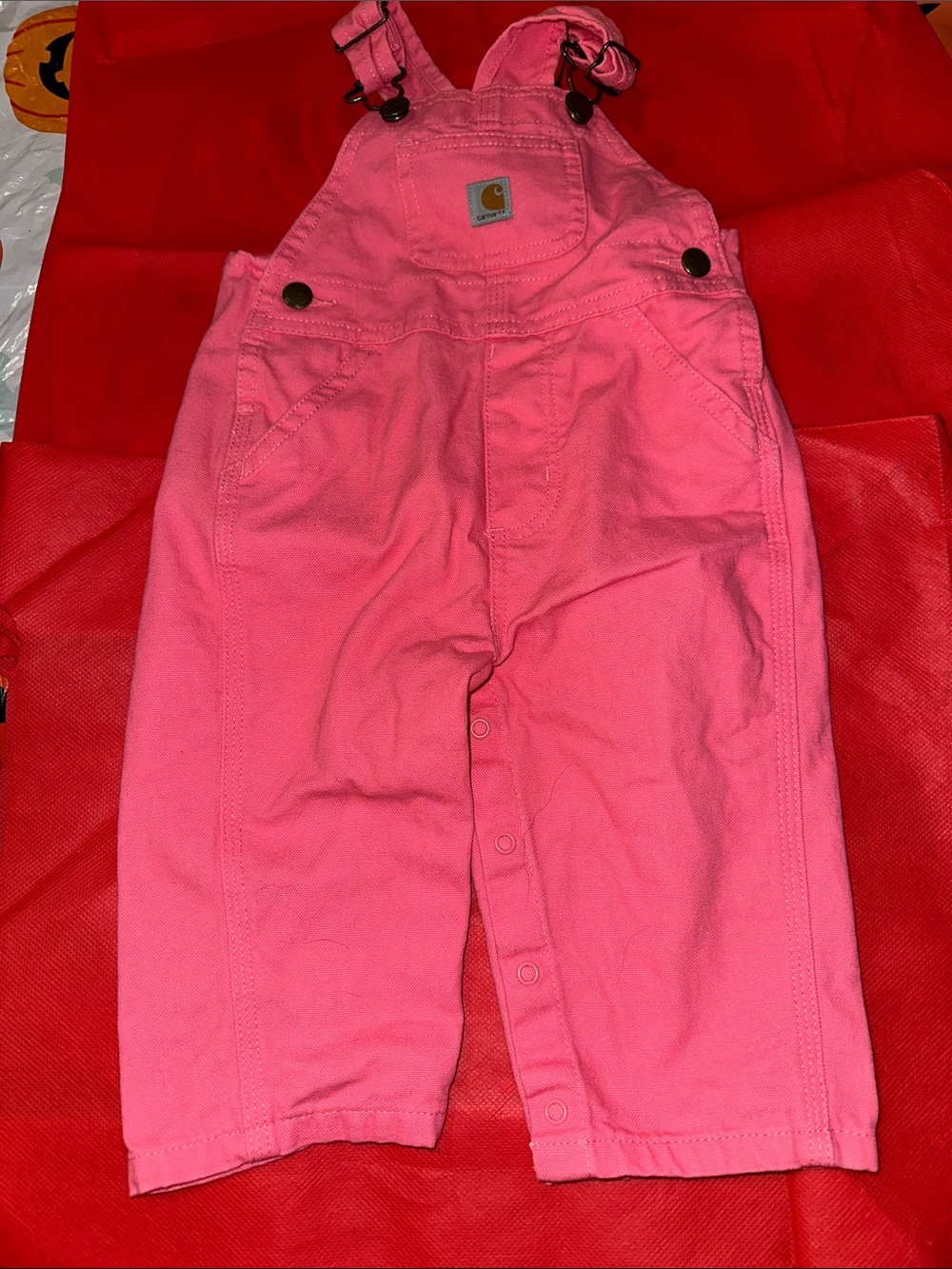 Carhartt Pink Toddler Overalls with Snap Leg Closures